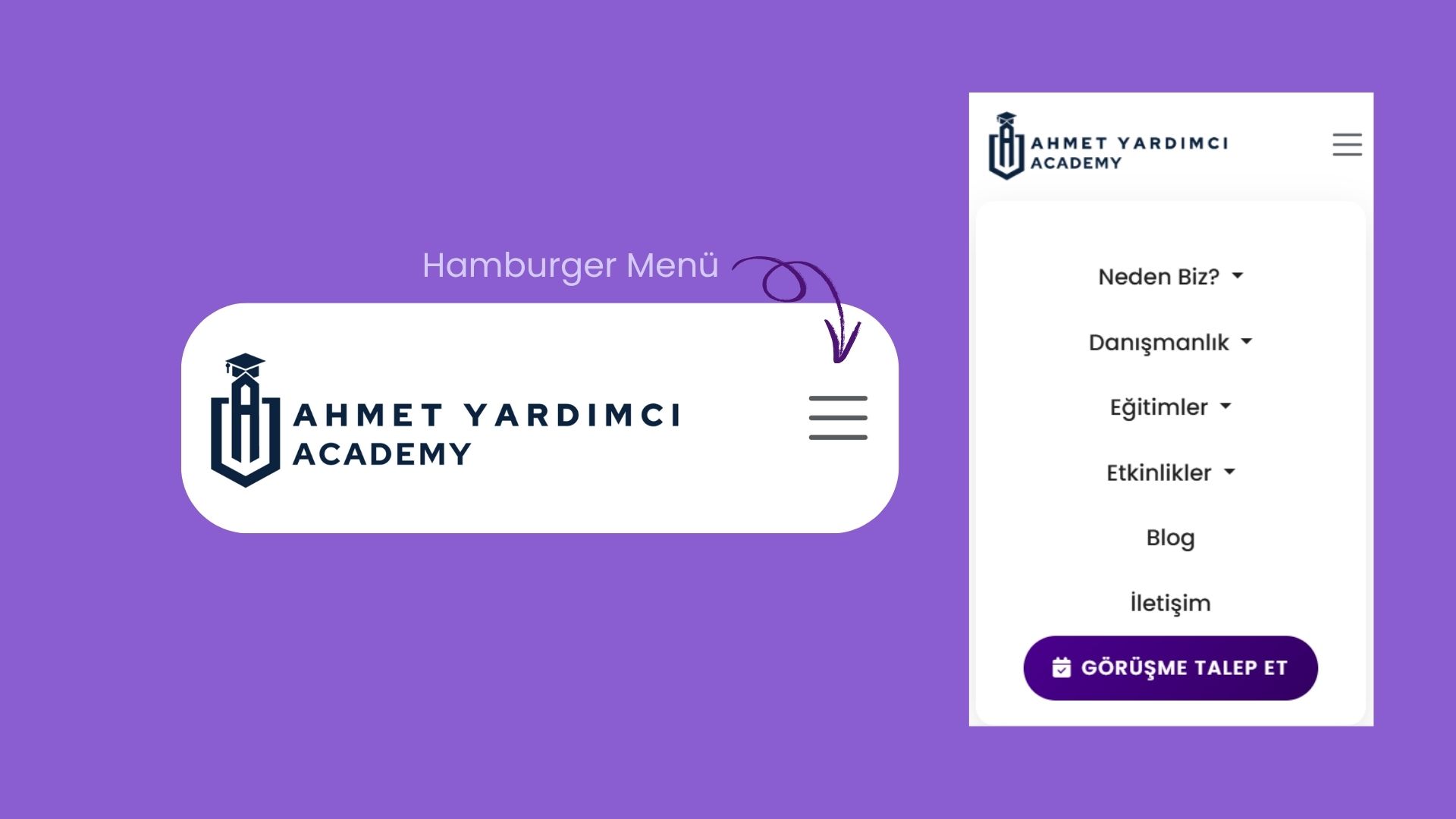Sağlık turizmi mobil navbar ve hamburger menü tasarımı