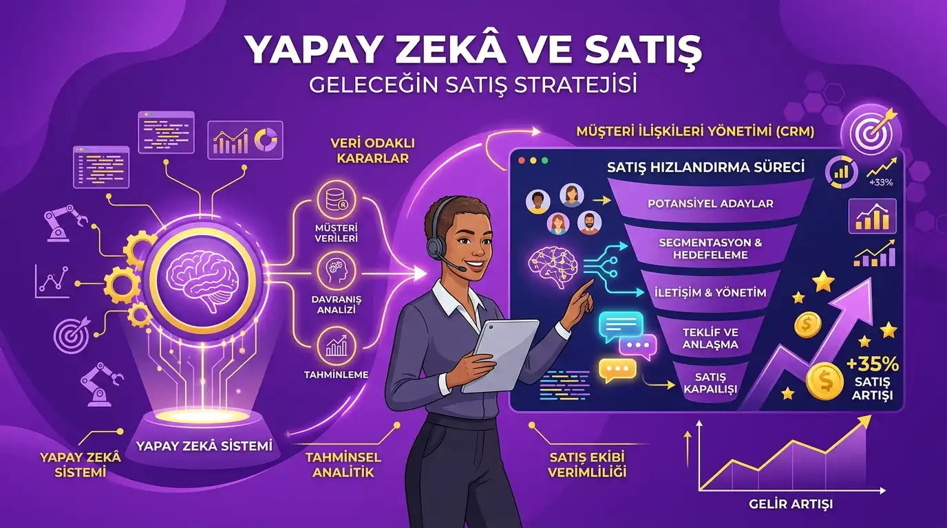 İnsan ve yapay zeka iş birliğini, ekip verimliliğini ve büyüme grafiğini anlatan academy görseli