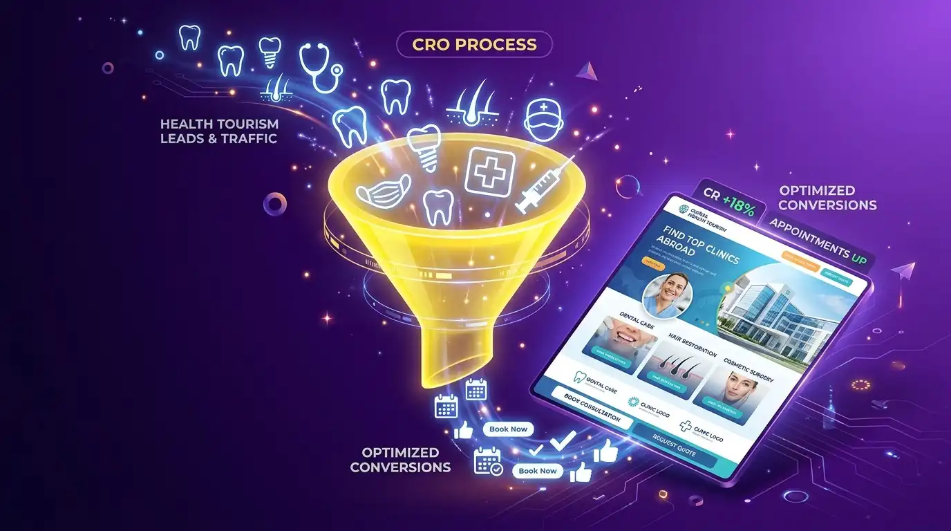 Sağlık turizmi dönüşüm hunisi ve landing page akışı
