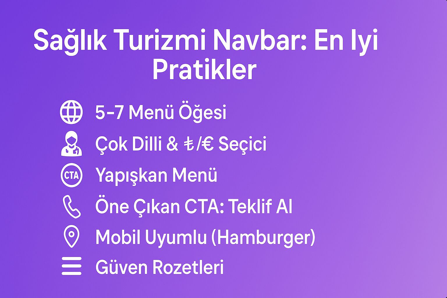 Sağlık turizmi navbar tasarımı en iyi pratikler özeti